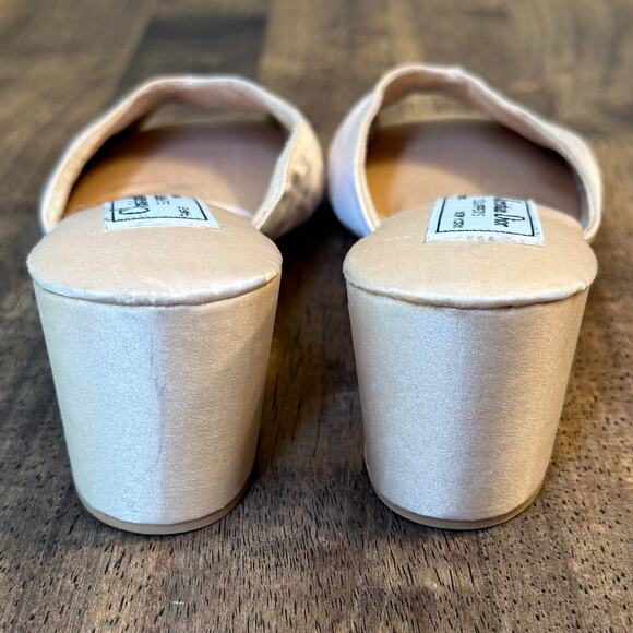 Christian Dior Slippers VTG Satin Wedge Heel Shoe Ballet Pink Women’s Size 8 - Picture 8 of 12